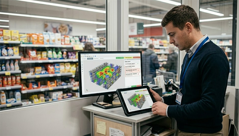 Écran d'analyse de vision artificielle avec détections en surimpression
